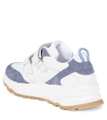 Suede-trimmed leather sneakers | Brunello Cucinelli Kids