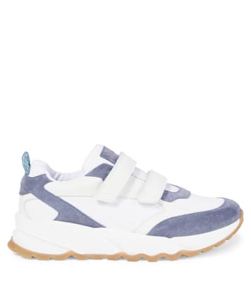 Suede-trimmed leather sneakers | Brunello Cucinelli Kids