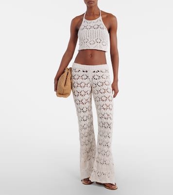 Lagoon Romance cotton-blend crochet crop top | Alanui