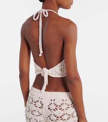 Lagoon Romance cotton-blend crochet crop top | Alanui