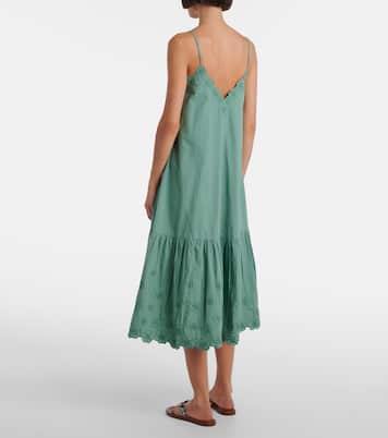 Besticktes Midikleid aus Baumwollpopeline | Juliet Dunn