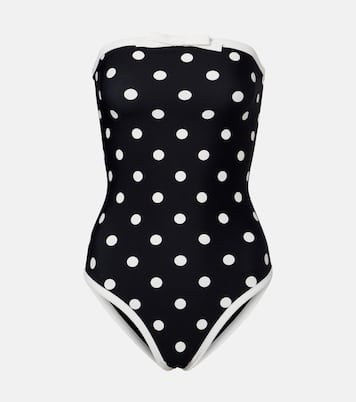 Polka-dot strapless swimsuit | Self-Portrait