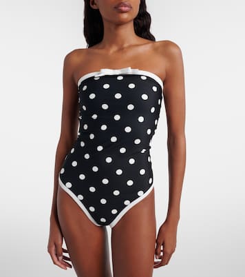 Polka-dot strapless swimsuit | Self-Portrait
