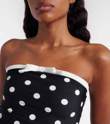 Polka-dot strapless swimsuit | Self-Portrait