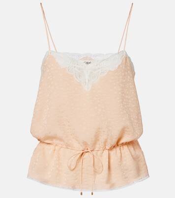 Lace-trimmed silk jacquard camisole | Chloé