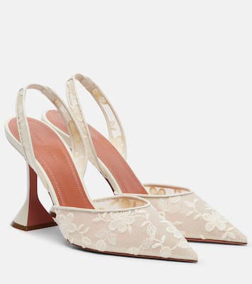 Slingback-Pumps Holli aus Spitze mit Leder | Amina Muaddi