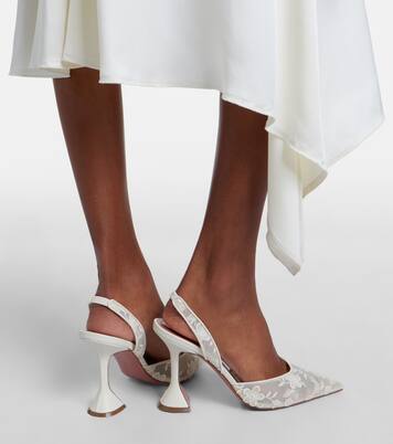 Slingback-Pumps Holli aus Spitze mit Leder | Amina Muaddi