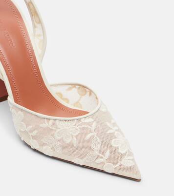 Slingback-Pumps Holli aus Spitze mit Leder | Amina Muaddi
