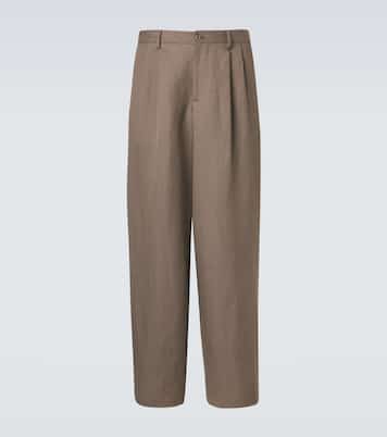 Archivio linen-blend straight pants | Giorgio Armani