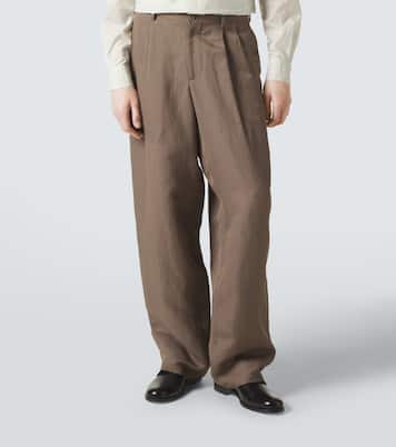 Archivio linen-blend straight pants | Giorgio Armani