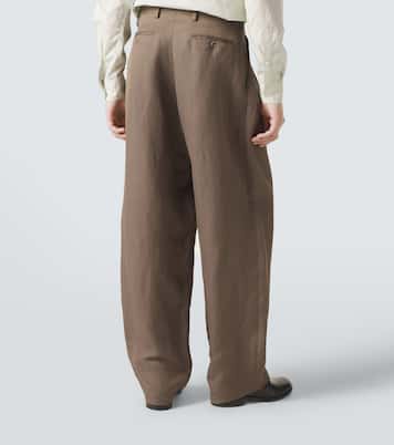 Archivio linen-blend straight pants | Giorgio Armani