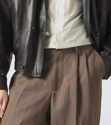 Archivio linen-blend straight pants | Giorgio Armani