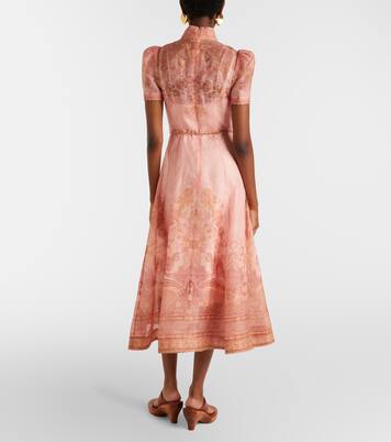 Belted paisley linen and silk midi dress | Zimmermann