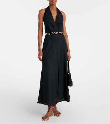 Hailey halterneck linen-blend midi dress | ViX Paula Hermanny
