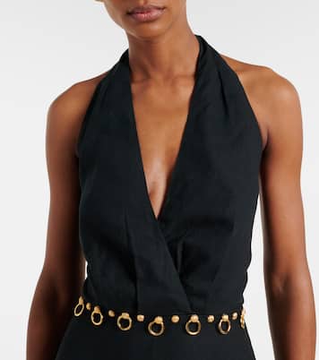 Hailey halterneck linen-blend midi dress | ViX Paula Hermanny