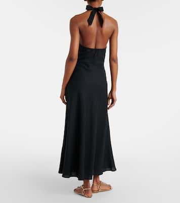 Hailey halterneck linen-blend midi dress | ViX Paula Hermanny