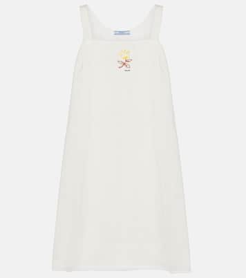 Embroidered linen minidress | Prada