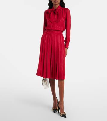 Gonna midi Interlocking G in seta jacquard | Gucci