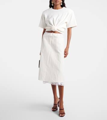 Lace-trimmed silk-blend midi skirt | Magda Butrym