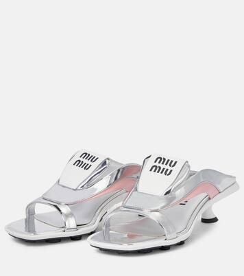 Sandalen aus Metallic-Leder | Miu Miu