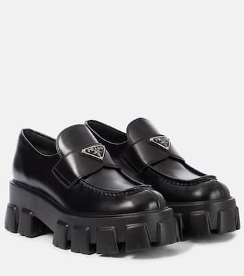 Monolith brushed leather loafers | Prada