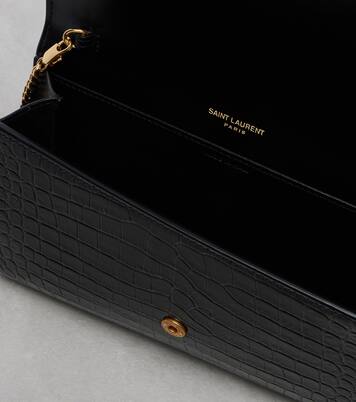 Uptown croc-effect leather wallet on chain | Saint Laurent
