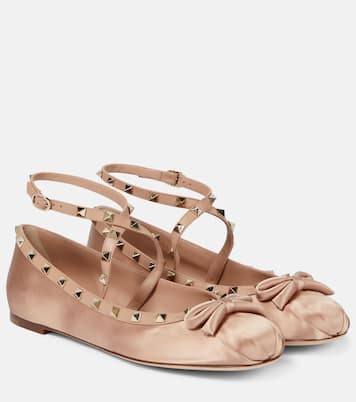 Ballerinas Rockstud aus Satin | Valentino Garavani