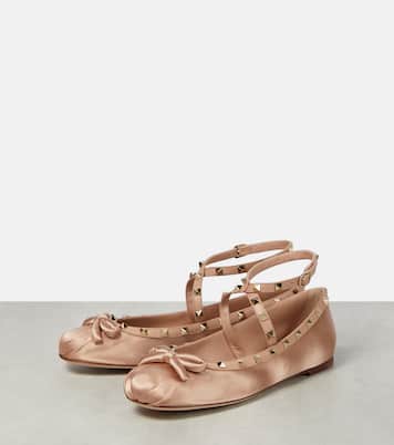 Ballerinas Rockstud aus Satin | Valentino Garavani