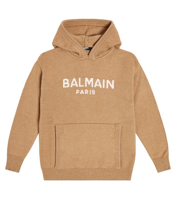 Logo intarsia wool and cashmere hoodie | Balmain Kids