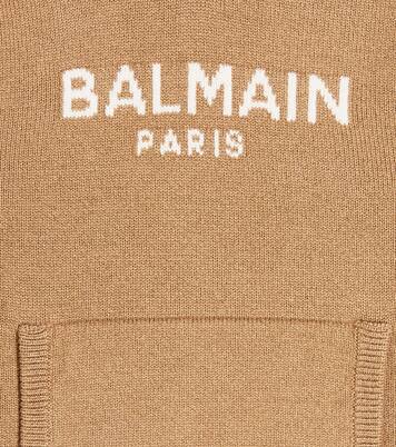 Logo intarsia wool and cashmere hoodie | Balmain Kids