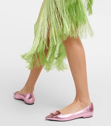 Gommettine metallic leather ballet flats | Roger Vivier