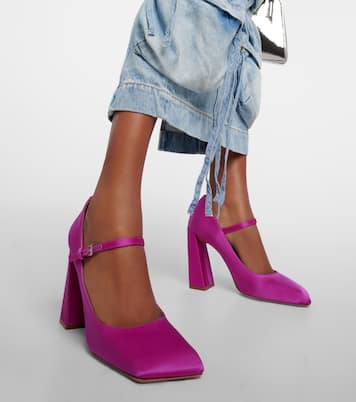 Mary-Jane-Pumps Charlotte 95 aus Satin | Amina Muaddi