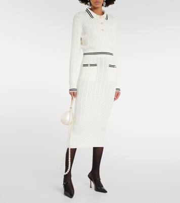 Striped cable-knit cotton midi skirt | Alessandra Rich