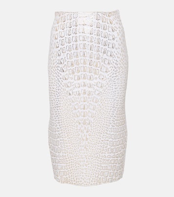 High-rise snake-print pencil skirt | Alaïa