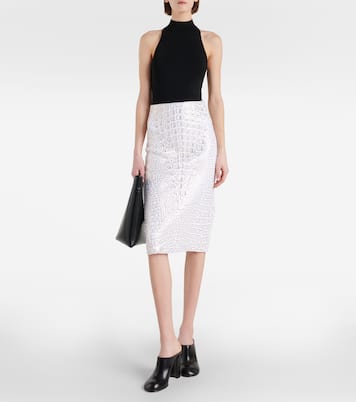 High-rise snake-print pencil skirt | Alaïa