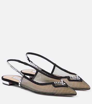 Forbidden Love mesh and suede slingback flats | Aquazzura