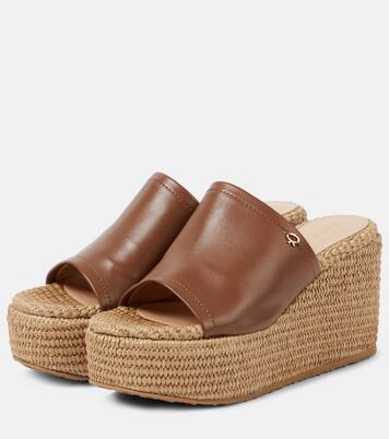 Leather and raffia wedge mules | Gianvito Rossi