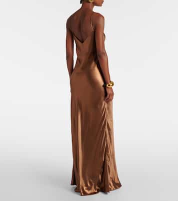 Maxikleid Provence aus Satin | Galvan