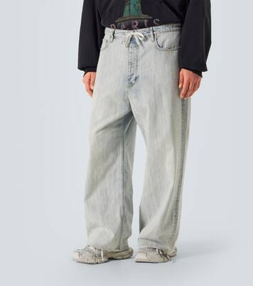 Mid-rise cotton twill wide-leg pants | Balenciaga
