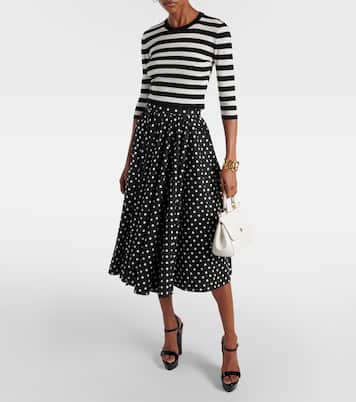 High-Rise-Midirock aus Baumwollpopeline | Dolce&Gabbana