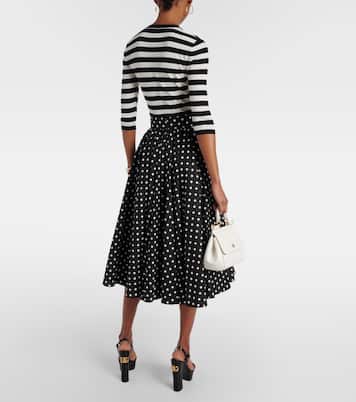 High-Rise-Midirock aus Baumwollpopeline | Dolce&Gabbana