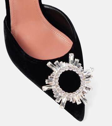Begum 95 embellished velvet slingback pumps | Amina Muaddi