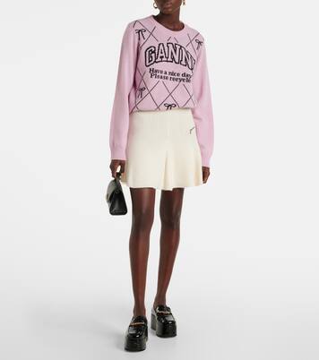 Pull en laine mélangée à logo | Ganni