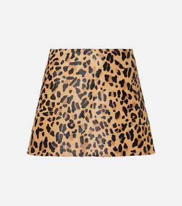 Mini-jupe en cuir à motif léopard | Alaïa