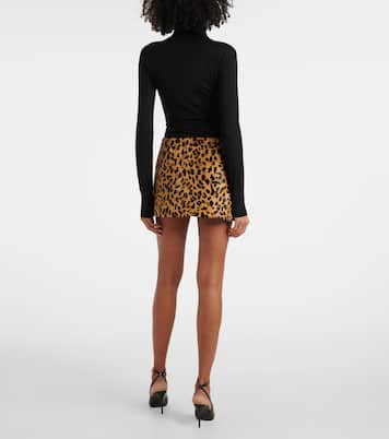 Mini-jupe en cuir à motif léopard | Alaïa