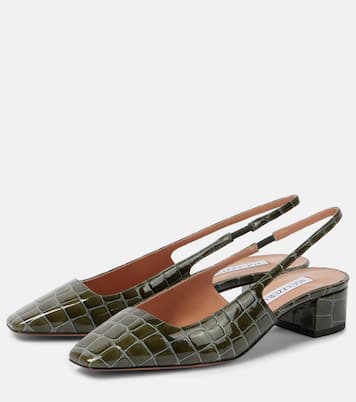 Ginza 35 croc-effect leather slingback pumps | Aquazzura