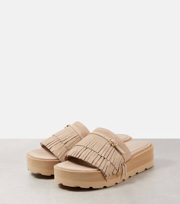 Plateau-Pantoletten aus Veloursleder | Gianvito Rossi