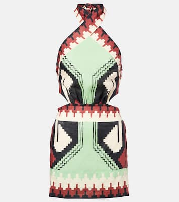 Printed halterneck linen minidress | Johanna Ortiz