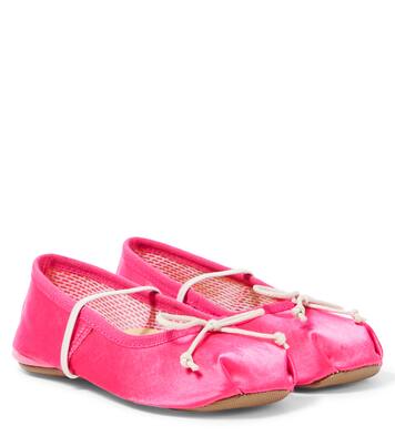 Bow-detail satin ballet flats | PèPè