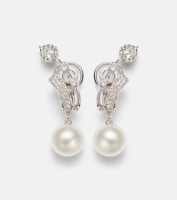 Orecchini Pearlescent in oro bianco 18kt con diamanti e perle | Yeprem